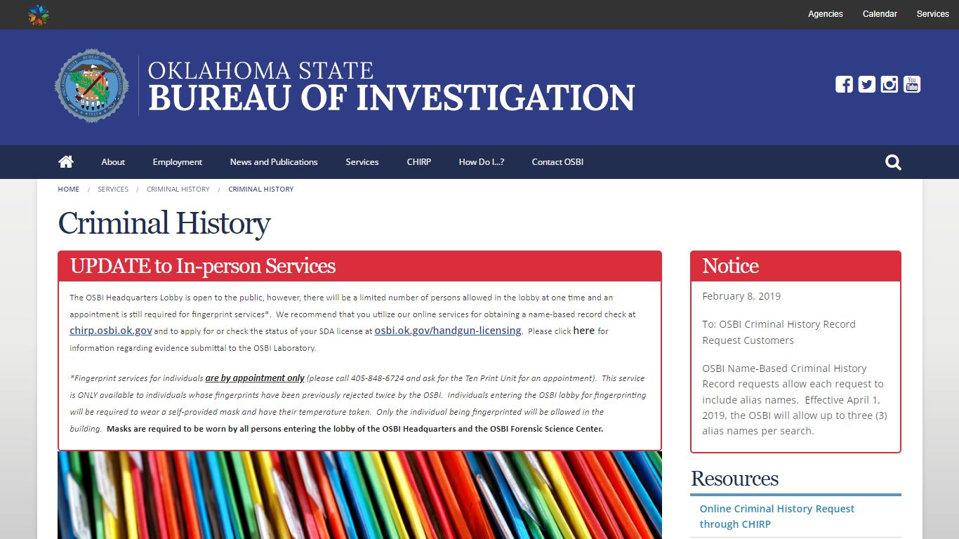 Criminal History | Oklahoma State Bureau of Investigation