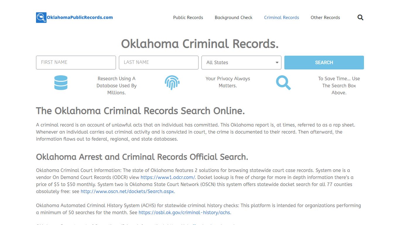 Oklahoma Criminal Records: OklahomaPublicRecords.com